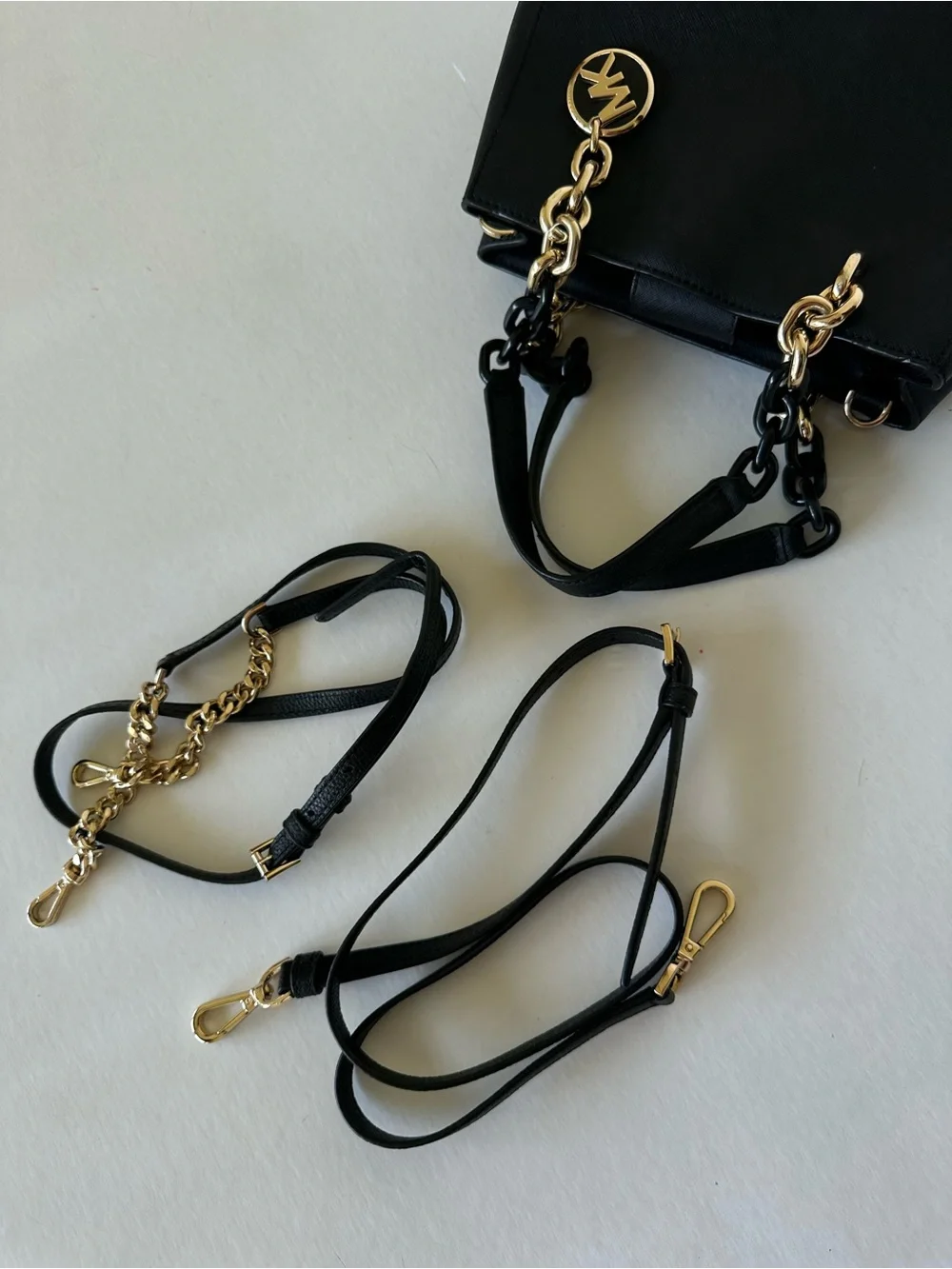 Michael Kors Cynthia Black Leather Purse New